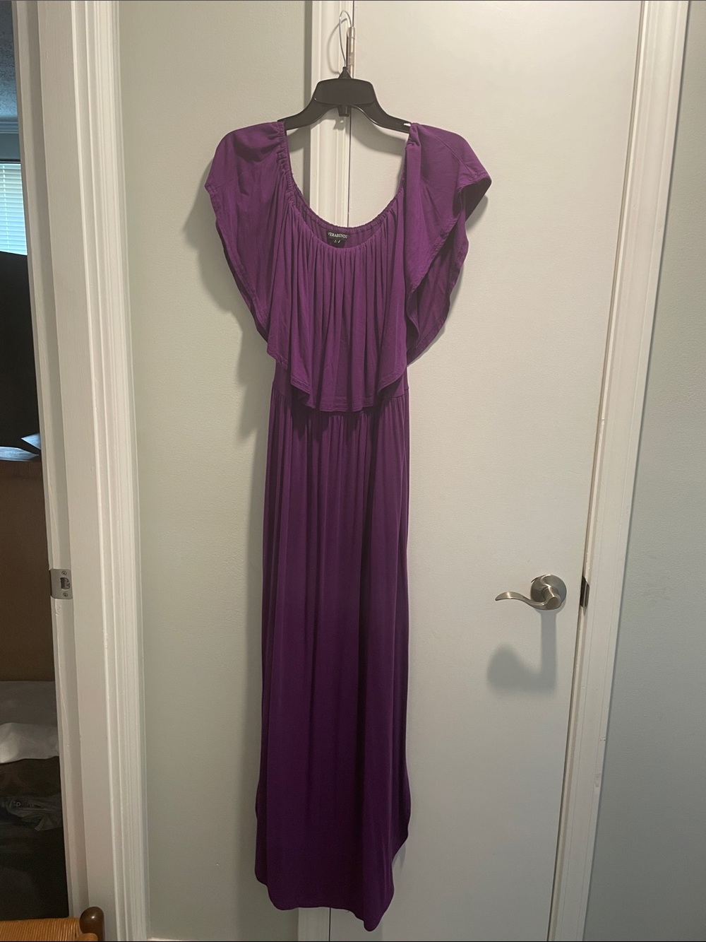 Flowing Purple Maxi Dress with Flutter Sleeves